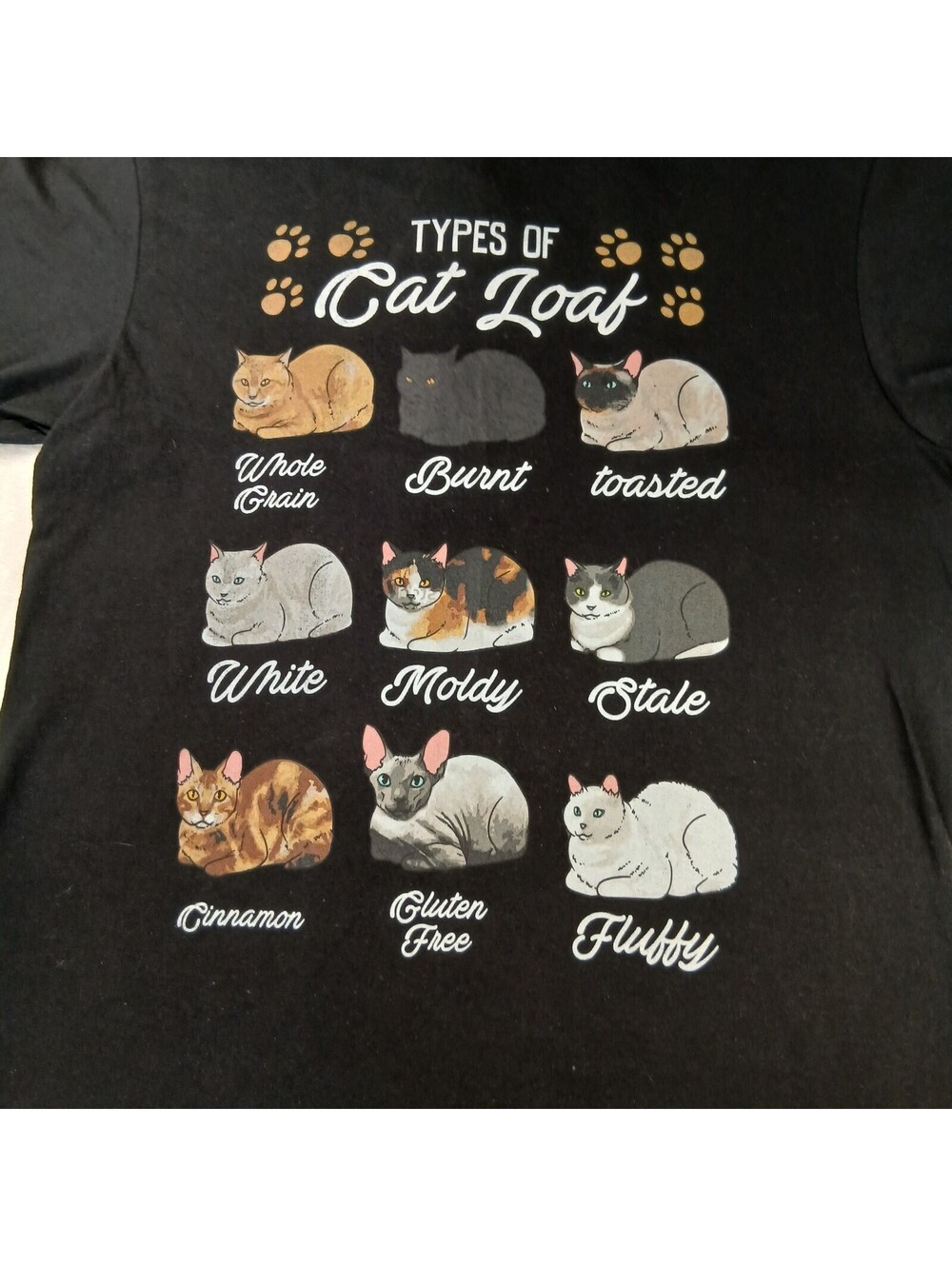Types of Cat Loaf Shirt Medium Black Cat Lover Kawaii Cute Bread Meme Tee M
